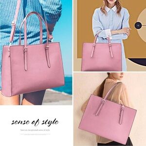 NWT Elegant Pink Leather Laptop Bag